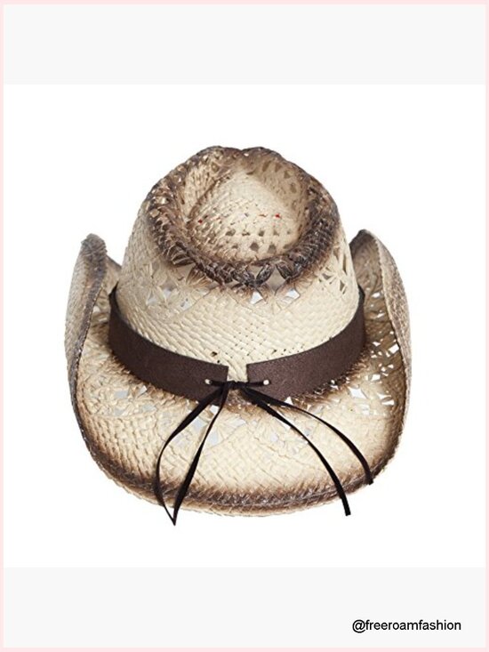 Straw Cowboy Hat with Vegan Leather Band & Beads, Shapeable Brim main image 5